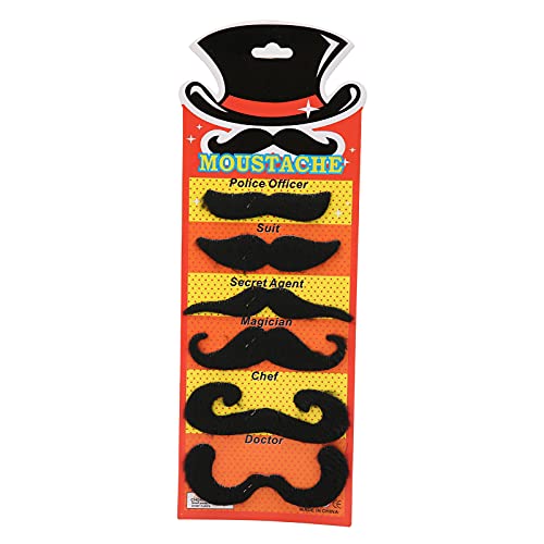 equlup 6PCS gefälschter Schnurrbart, selbstklebende Neuheit haariger Bartkostüm Gesichtsbehaarung Cosplay Künstliche Bartparty Lieferungen Halloween Kostüm von equlup