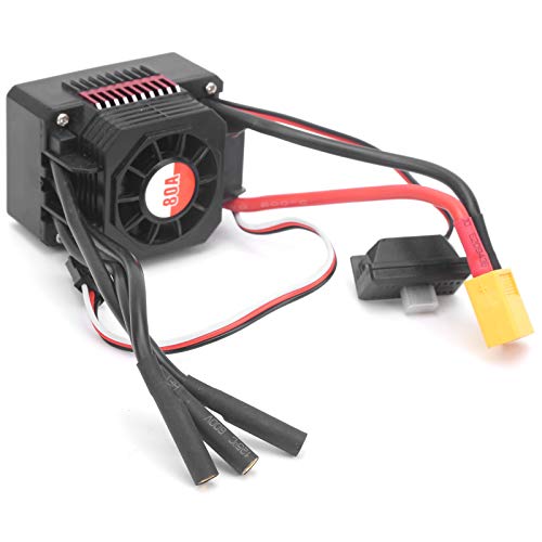 equlup 80A RC Electric Speed ​​Controller ESC -bürstenloser Motoren 5.5V 4A EC mit XT60 -Stecker für 1/10 1/8 RC -Auto -LKW -Upgrades von equlup