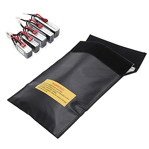 equlup Batterie sicherer Beutel, 9.1x11.8in Tragbarer feuerfestem Lipo Batterie Batterie Explosionssicherer Sicherheitsbeutel Sprengel Sack für RC -Autoflugzeugboot (Schwarz) von equlup