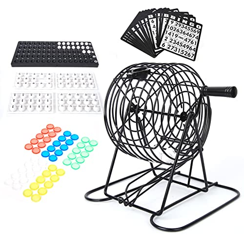 equlup Bingo -Spiel, traditioneller Weinset 75pcs 15mm Lucky Ball Colorful Chips Lottery Machine Family Group Entertainment für große Gruppe von equlup