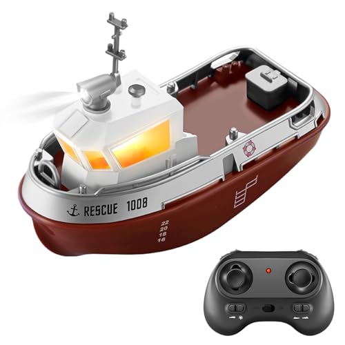 equlup Fernbedienungsboot, 2,4 GHz 1:32 elektrisches Schiff Wassersicheres Schwimmbad Spielzeug -RC -Schlepper mit 3,7 V 100 -mAh -Teig für Jungen Mädchen von equlup