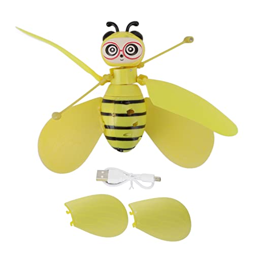 equlup Fliegende Bienenspielzeug, intelligente Induktion Automatischem Schutz niedlicher Flugpuppen mit Lichtern Batterieversorgung Elektrisches Tierspielzeug für Kinder Kinder von equlup