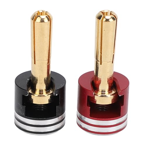 equlup Kühlkörper kugelstecker Griffe, 2 Stück Aluminium Legierung RC Bullet Steck verbinder Batterie Kühlkörper Bananen stecker Griff für 1/10 RC Raupen-Auto-Upgrade-Teile (4mm) von equlup