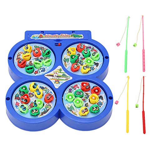 equlup Magnetic Electric Fishing Game Toys, Retro Classic Rotating Fishing Game Board entwickeln Sensibilität mit 4 PCs -Ruten für Kinder mit Musik von equlup