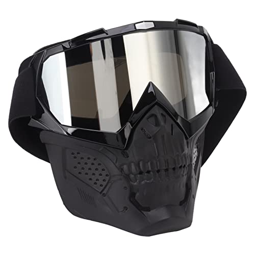 equlup Motorradbrillen Maske, Männer Frauen verstellbare PC Schwammbrillen abtrennbare Helmgläser Schädel Motorrad -Schutzmaske für Off -Straßenfahrten Wandern (Schwarzer Rahmen mit Silberobjektiv) equlup Motorradbrillen Maske, Männer Frauen verstellbare PC Schwammbrillen abtrennbare Helmgläser Schädel Motorrad -Schutzmaske für Off -Straßenfahrten Wandern (Schwarzer Rahmen mit Silberobjektiv) von equlup