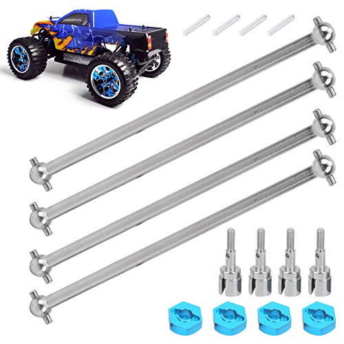 equlup RC -Antriebswelle, 4pcs 5 mm universelles Metallhundknochen -Axialgelenk hinterer Antriebswelle Rad Naben -Adapter -Kombinierer Austausch für HSP94111 94108 1/10 RC Cars (Silber) von equlup