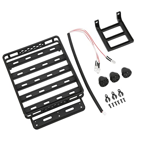 equlup RC -Auto Dachregal, 130x97x18mm Universal Simulation Gepäckträger Simulationsdekorationskit mit LED -Leuchten für 1/14 RC Crawler Car Accessoires von equlup
