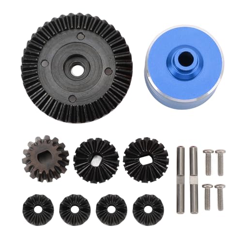 equlup RC -Auto -Differentialgetriebe, Aluminiumlegierung Stahl 45 GaugeZahnrad Metallstahl 7075 Differentialschale RC -Auto -Diff -Getriebe für XV02 TT02 TT02B (Blau) von equlup