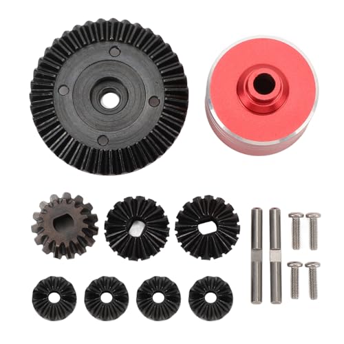 equlup RC -Auto -Differentialgetriebe, Aluminiumlegierung Stahl 45 GaugeZahnrad Metallstahl 7075 Differentialschale RC -Auto -Diff -Getriebe für XV02 TT02 TT02B (Rot (1,0 mm Dicke)) von equlup