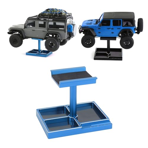 equlup RC -Auto Reparaturarbeit, Aluminiumlegierung RC Reparaturwerkstation Kit mit Magnetschraubenschalen für 1/18 1/24 FCX24 SCX24 Fernbedienungsauto (Blau) von equlup