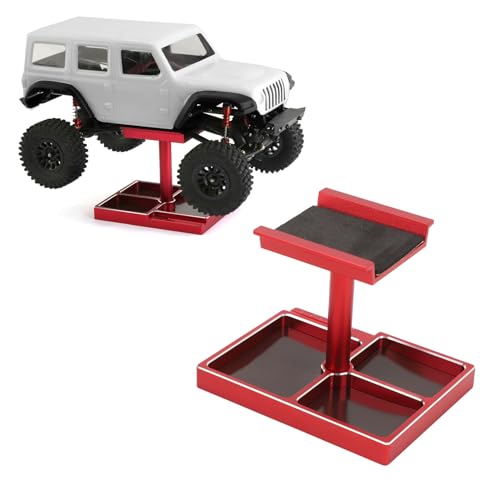equlup RC -Auto Reparaturarbeit, Aluminiumlegierung RC Reparaturwerkstation Kit mit Magnetschraubenschalen für 1/18 1/24 FCX24 SCX24 Fernbedienungsauto (Rot) von equlup