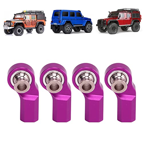 equlup RC-Auto-Stangenende, 4 Stück, 20 mm/0,79 Zoll, M3-Aluminiumlegierung, RC-Auto-Lenkstangenköpfe, Gebogene Kugelgelenkverbindung für Axial SCX10 1/10 RC-Auto (Lila) von equlup