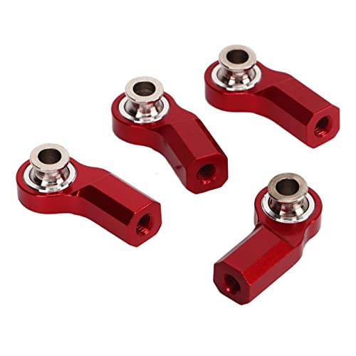 equlup RC-Auto-Stangenende, 4 Stück, 20 mm/0,79 Zoll, M3-Aluminiumlegierung, RC-Auto-Lenkstangenköpfe, Gebogene Kugelgelenkverbindung für Axial SCX10 1/10 RC-Auto (Rot) von equlup