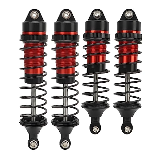 equlup RC -Auto -Stoßdämpfer, 100 mm/3,94 Zoll vorne 114 mm/4,49 Zoll Heck Aluminiumlegierung Hochfest hochfärbliche RC Stoßdämpfer für 1/10 TraxxassLash Auto Upgrades Teil (Rot) von equlup