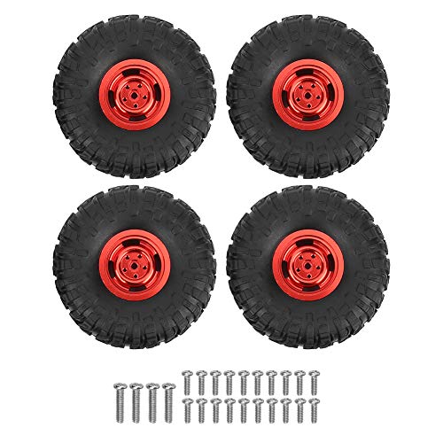 equlup RC -Autorreifen Reifen Rad Gummi -Reifen -Ersatz Antislip -Stoßdämpfung für MN90 91 99 99S 1/12 RC Car Crawler Upgrade Teilzubehör (Rot) von equlup