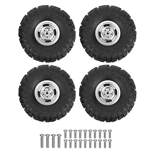 equlup RC -Autorreifen Reifen Rad Gummi -Reifen -Ersatz Antislip -Stoßdämpfung für MN90 91 99 99S 1/12 RC Car Crawler Upgrade Teilzubehör (Silber) von equlup