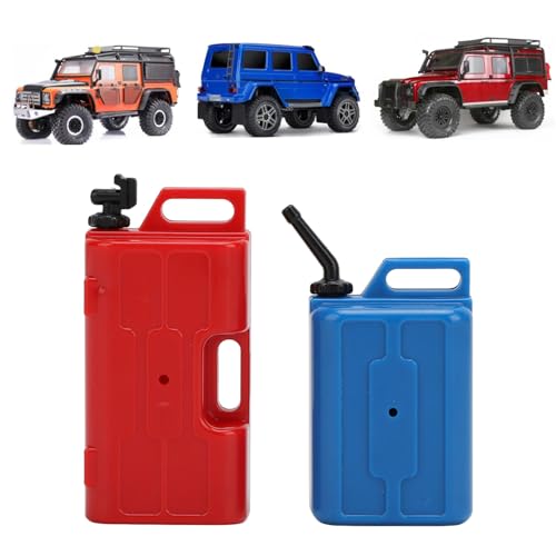 equlup RC -Autosimulation Kraftstofftank, 2pcs Plastikmini -Öl -Dose simulierte Kraftstofftankdekoration für SCX10 1/10 RC Crawler Car Upgrade -Zubehör (Rot+blau) von equlup