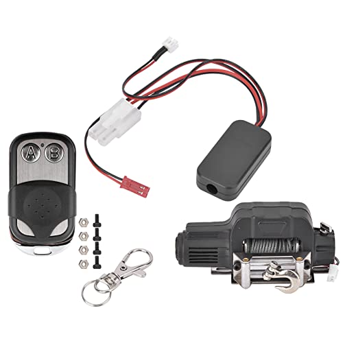 equlup RC-Autowinde, Einzelmotorwinde mit Fernbedienung für 1/10 RC-Crawler-Auto, Upgrade-Zubehör, elektrische Metallwinde von equlup