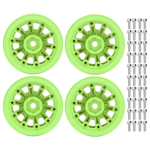 equlup RC Car Beadlock Wheels Rand, 1,9 Zoll Beadlock Wheel Hub Rims Ersatzteile Zubehör für axiale scx10 für 1/10 RC Crawler Cars (Grün) von equlup