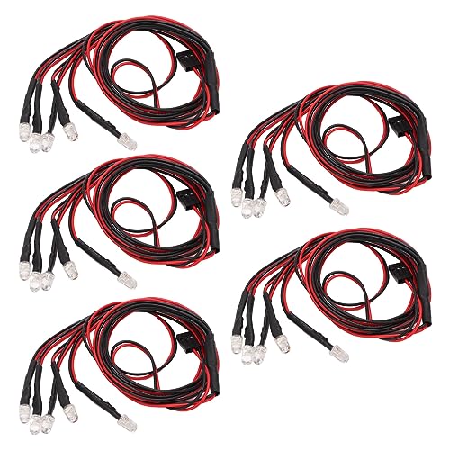 equlup RC Car Light, 5pcs 5mm 7,4 V 5 LED RC -Auto weiße LED -Leuchten Kit Superhelle Fernbedienung Fahrzeugzubehör Modifizierte Scheinwerfer geändert von equlup