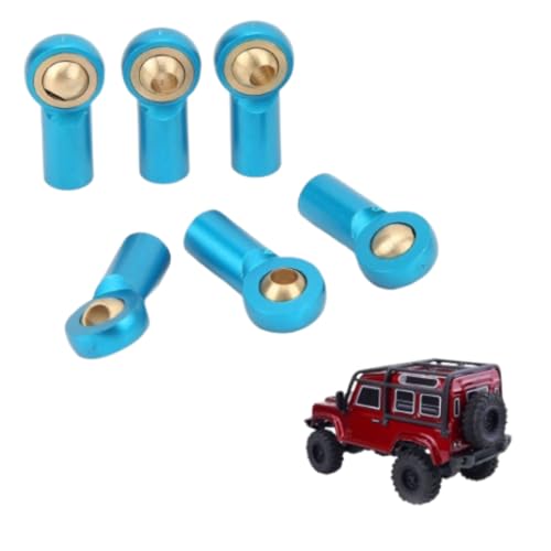 equlup RC-Car-Spurstangenkopf-Kugelkopf, 18 x 5,6 mm / 0,7 x 0,2 Zoll, 6-teilig, Aluminiumlegierung, M3-Verbindungsstange, Spurstangenkopf-Kugelkopf-Gelenkhalter für 1/10 RC-Car (Blue) von equlup