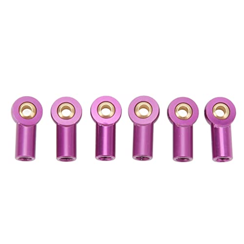 equlup RC-Car-Spurstangenkopf-Kugelkopf, 18 x 5,6 mm / 0,7 x 0,2 Zoll, 6-teilig, Aluminiumlegierung, M3-Verbindungsstange, Spurstangenkopf-Kugelkopf-Gelenkhalter für 1/10 RC-Car (Purple) von equlup