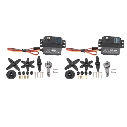 equlup RC Digital Servo, 2 Set High Torsion RC Servo 40KG Digital Servo mit 25T Metall Servoarm Set für 1/12 1/10 1/8 RC Cars Boote Roboter equlup RC Digital Servo, 2 Set High Torsion RC Servo 40KG Digital Servo mit 25T Metall Servoarm Set für 1/12 1/10 1/8 RC Cars Boote Roboter von equlup