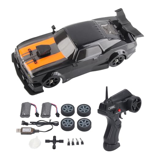 equlup RC Drift Car, 16A04 2.4 GHz 1/16 RC -Auto 4 -Rad -Antrieb 18 km/h Hochgeschwindigkeitsaufladbare Fernbedienungssteuerwagen 4WD LED -Fahrzeug für Kindergeschenk (Doppelbatterie) von equlup