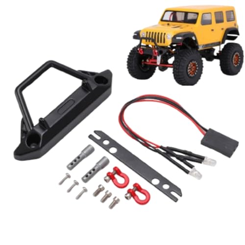equlup RC Flat vordere Stoßfänger, 5 -V -Eisenfernfahrzeug -Stoßfänger -Autoschutz mit 2 LED -Scheinwerfern für axiale SCX24 1/24 RC Car Crawler von equlup