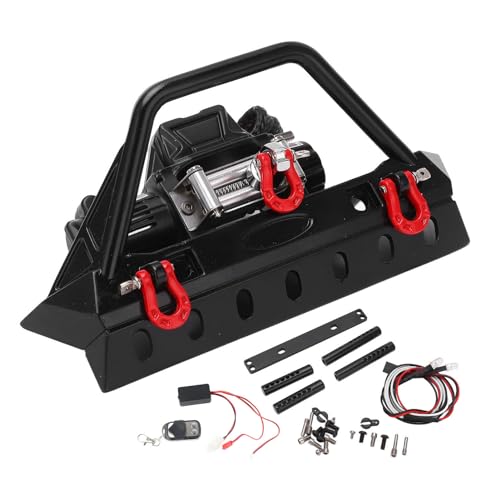 equlup RC Front Stoßstange, 5 V bis 11V Metall Stoßstange Ersatz durch LED -Licht und Winde RC Kletterauto -Zubehör für SCX10 II 90046 90047 von equlup
