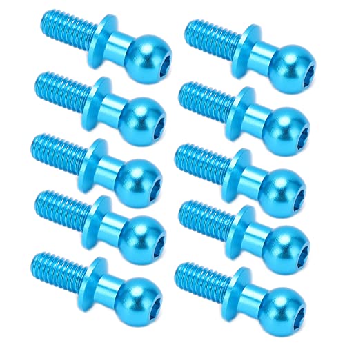 equlup RC-Metall-Kugelkopfschraube, 10 Stück Verbindungsstangen-Stoßdämpfer-Endbefestigung, Kugelbolzen, Ersatzzubehör für TT01 TT02 RC-Car (Blau) von equlup