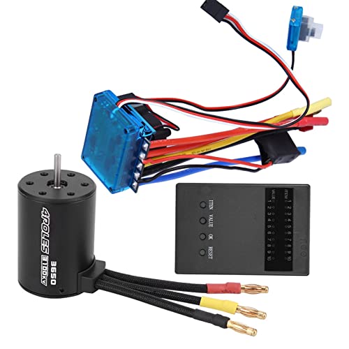 equlup RC-Motor-ESC-Set, 3650 Motor 3100 KV RC-Car Brushless ESC-Programmkarte RC-Car Brushless Motor ESC für 1/10 ferngesteuerte Autos, Trucks, Geländefahrzeuge (80a) von equlup
