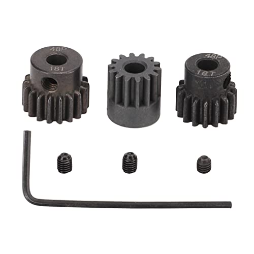 equlup RC -Motorritzel, 3pcs 14T 16T 18T 3,175 mm Wellenloch 48p Motor Stahlritzel mit Schraubenschlüssel für 1/10 RC -Auto -Upgrade -Teil von equlup