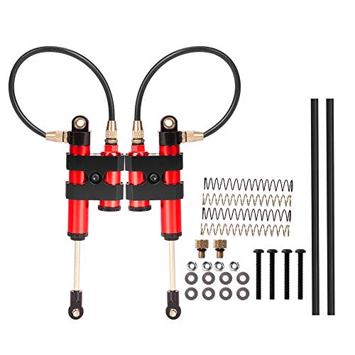 equlup RC -Stoßdämpfer, 100 mm Hochfestigkeit Metallabenddruckschockdämpfer Dämpferölrohr für SCX10 1/10 RC -Automodellzubehör (Rot) von equlup