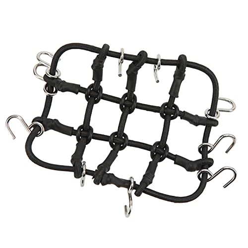 equlup RC elastisches Gepäcknetz mit Haken RC Gepäcknetz RC LKW Auto Dach Gepäckträgernetz für RC Car Crawler Gepäckträger RC Zubehör (Schwarz) von equlup