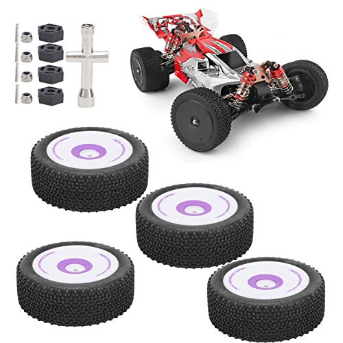 equlup RC vordere hintere Reifen, 4pcs Gummi -Fernbedienungssteuerautos Rims Set 72 mm/2,8 Zoll Vorderrad 73 mm/2,9 Zoll Heckreifen für 1/12 124019 RC von equlup