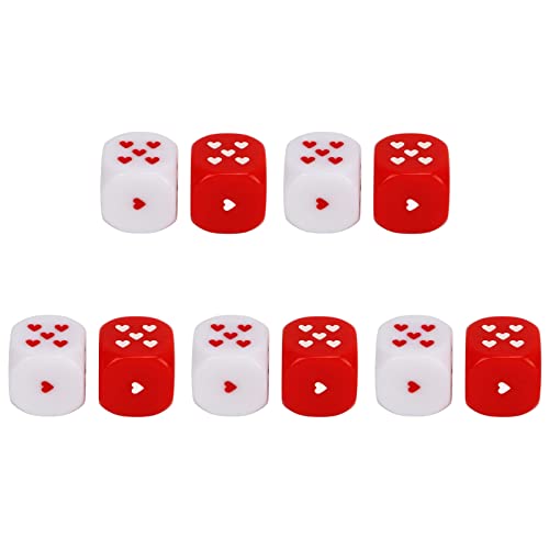 equlup Roter weißer Würfel, 25 mm 0,98 Zoll Herzwürfel 5 Paar Plastik Safe Gaming -Set mehrere Spiele tragbares Brettspiel für Familienparty equlup Roter weißer Würfel, 25 mm 0,98 Zoll Herzwürfel 5 Paar Plastik Safe Gaming -Set mehrere Spiele tragbares Brettspiel für Familienparty von equlup