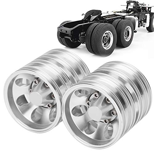 equlup Vordere hintere RäderFelgen, Aluminiumlegierung RC auf Straßenrädern Rims RC Anhänger Vordere hintereRäder Hubs mit 7 Speichen für 1/14 Traktorwagen (Heck 170 mm / 6,7 Zoll Breite) von equlup