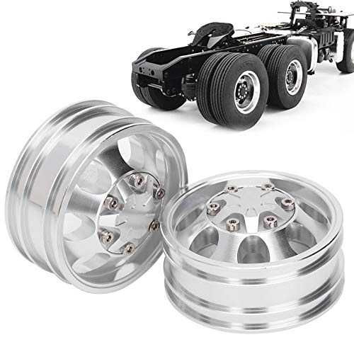 equlup Vordere hintere RäderFelgen, Aluminiumlegierung RC auf Straßenrädern Rims RC Anhänger Vordere hintereRäder Hubs mit 7 Speichen für 1/14 Traktorwagen (Vorne 140 mm / 5,5 Zoll Breite) von equlup