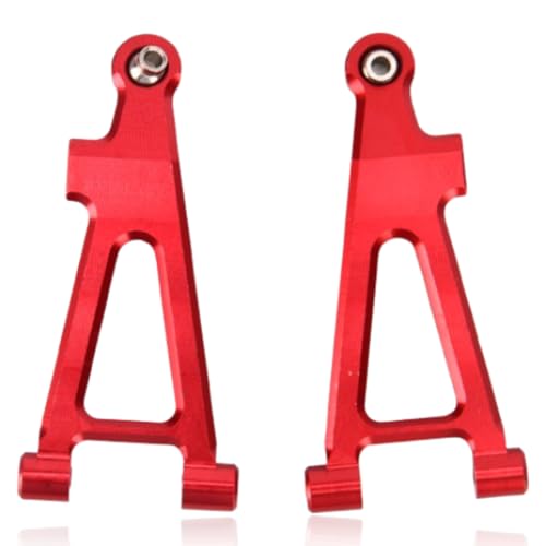 equlup Vordere untere Suspensionsarme, 2pcs Aluminiumlegierung roter Suspensionsarme Ersatz mit Schrauben für 1/16 Fernbedienungsauto von equlup
