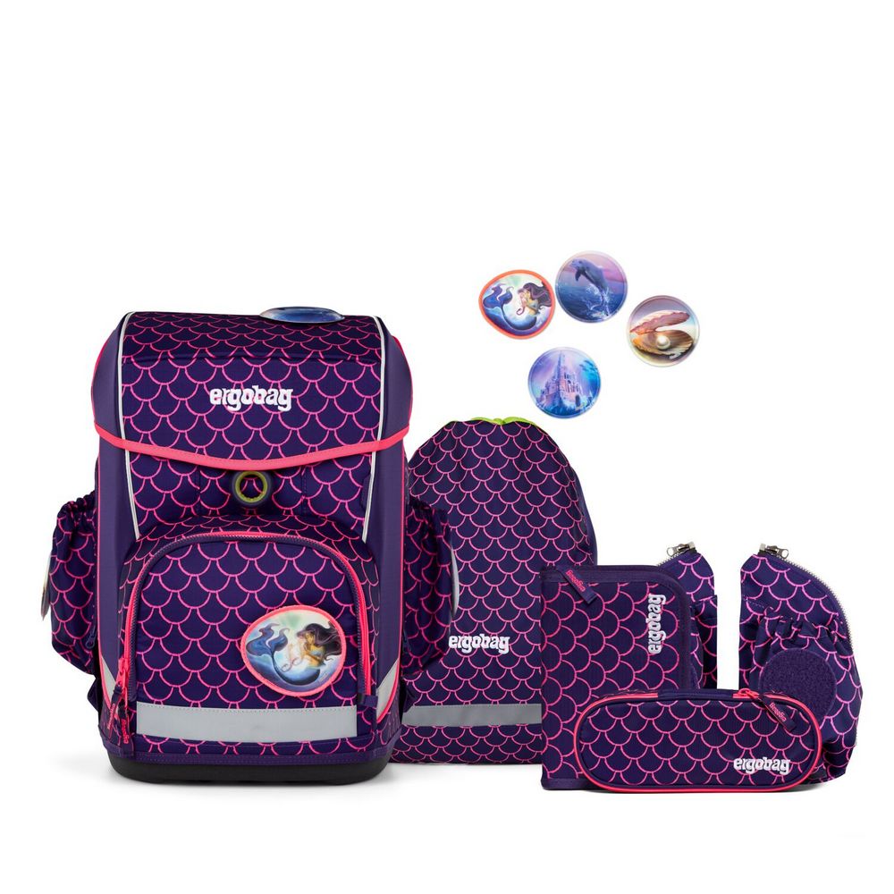 ergobag cubo light Schulranzen Set PerlentauchBär 6-tlg. LUMI Edition von ergobag