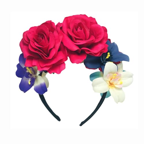 ericotry Mexikanische Rose Blume Krone Stirnband Haargriff Band Reifen Kopfstück Ostern Halloween Kostüm Zubehör für Cosplay Party ericotry Mexikanische Rose Blume Krone Stirnband Haargriff Band Reifen Kopfstück Ostern Halloween Kostüm Zubehör für Cosplay Party von ericotry