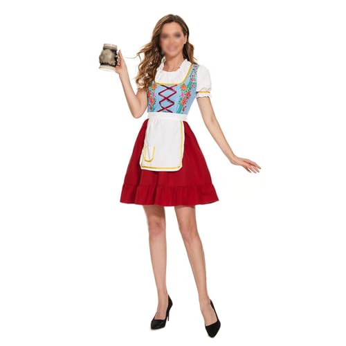 Authentische deutsche Bierjacke for Damen, rot-blau, Oktoberfest-Tracht, S-XL, perfekt for Auftritte bei Münchner Festen(Medium) von esmen