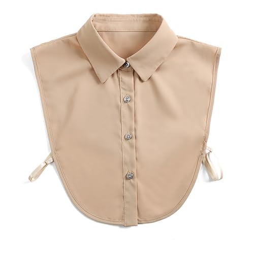 Chiffon-Spitzkragen, knitterfreies Hemdimitat for Damen, abnehmbarer professioneller Blusenkragen for Herbst und Winter(Kaki) von esmen