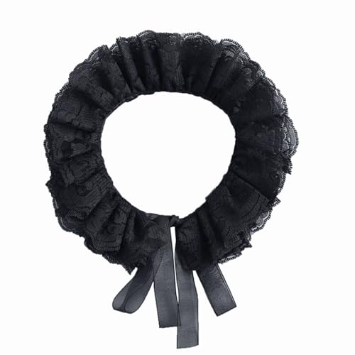 Stehkragen im Palast-Stil for Damen, Retro-Spitzenrüschen-Schalkragen, abnehmbares dekoratives Zubehör for Pullover(Svart) von esmen