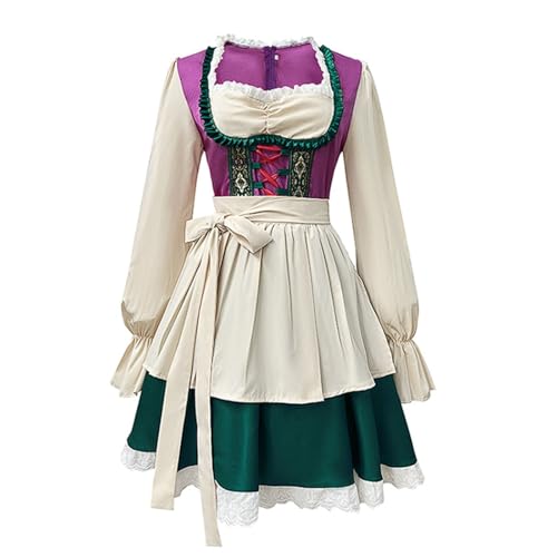 esmen Deutsches Biermädchenkleid, Münchner Oktoberfest-Uniform for Kellnerinnen und Barkeeper, Polyesterkostüm mit verstecktem Reißverschluss vorne und Krawatte(Large) von esmen