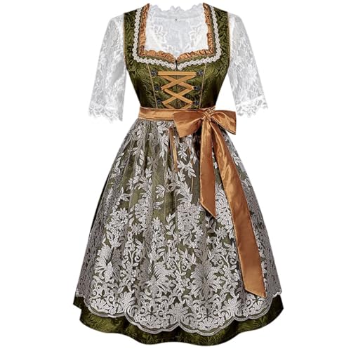esmen Deutsches Oktoberfest-Kostüm mit Spitzenbesatz, Jacquard-Stoff, Brustreißverschluss, verstellbares Band, traditionelles Kleid(X-Large) von esmen