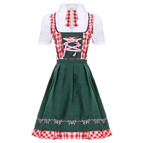 esmen Oktoberfest-Biermädchen-Kostüm, authentisches Dienstmädchenkleid mit floralen Akzenten, Polyester-Performance-Outfit for Festivalpartys(X-Large) von esmen