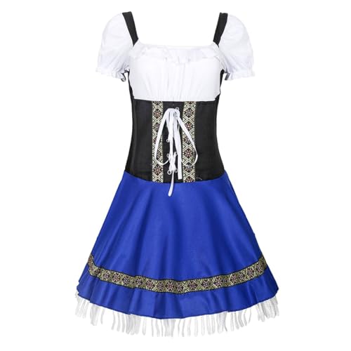 esmen Oktoberfest-Kostüm in Übergröße, deutsches Biermädchenkleid mit Colorblock-Design, schmeichelhaftes Cosplay-Outfit aus Polyester(Small) von esmen