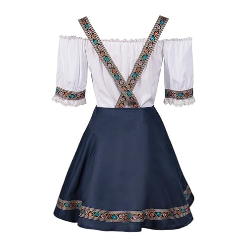esmen Schulterfreies Kostüm Deutsches Oktoberfest-Bierjungfrauenkleid Halloween-Karnevalsoutfit, Fantasy-Theaterkostüm(Small) von esmen